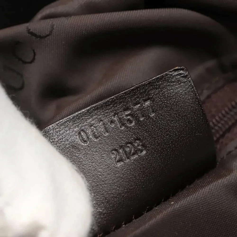 GUCCI Bamboo Hand Bag Nylon 2way Khaki Silver - Picture 14 of 16